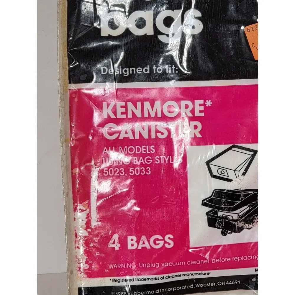 4 Type E Vacuum Cleaner Bags For Kenmore 5023 5033 Canister Vacuum By Rubbermaid